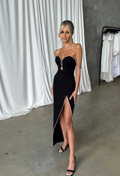 Hire the Lexi Clothing Phoenix Black Diamante Dress.