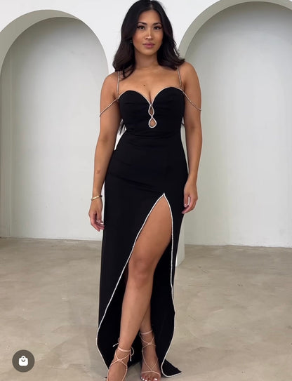 Hire the Lexi Clothing Phoenix Black Diamante Dress.