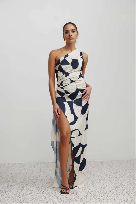 Hire Lexi Clothing Samira Abstract Navy Dress.