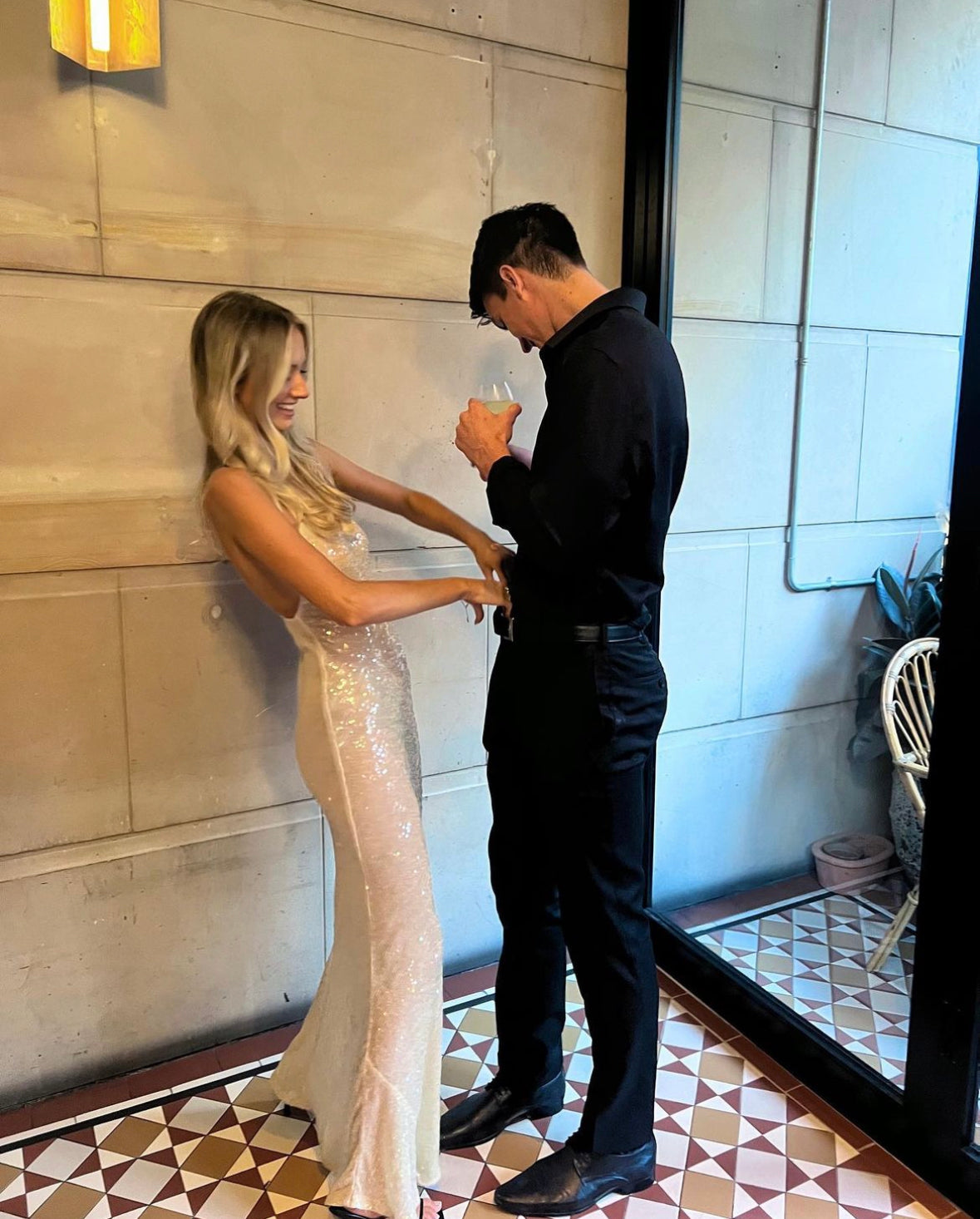 Hire Rat & Boa Olympia Sequin Ivory Dress.