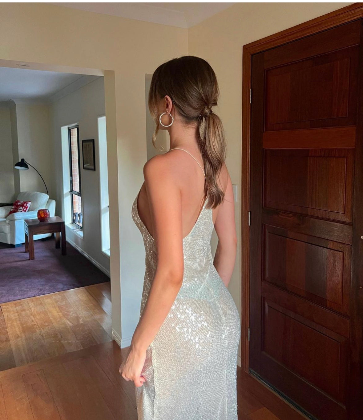 Hire Rat & Boa Olympia Sequin Ivory Dress.