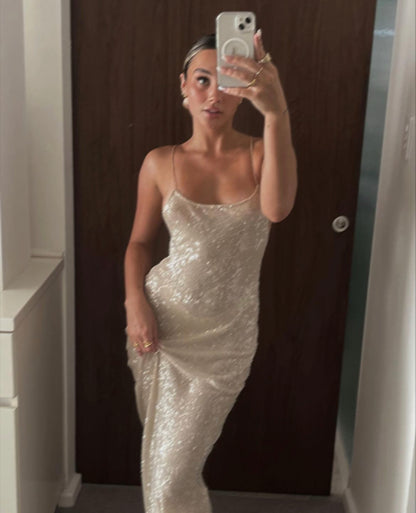 Hire Rat & Boa Olympia Sequin Ivory Dress.