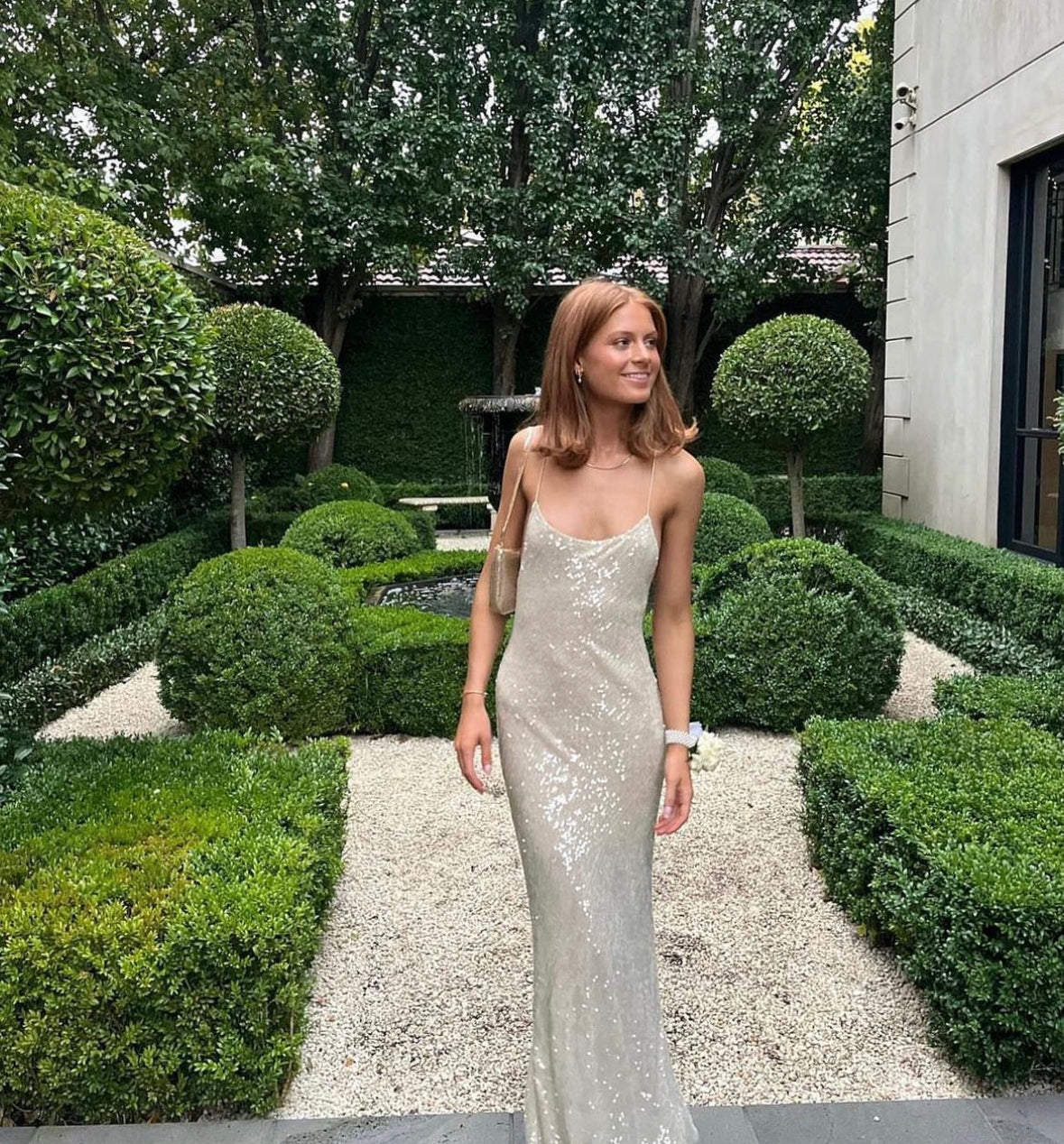 Hire Rat & Boa Olympia Sequin Ivory Dress.