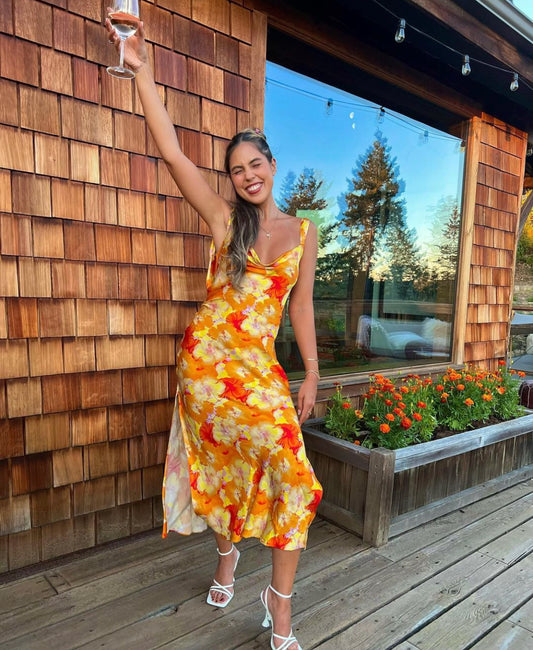 Hire Mirae Paris Thea Orange Dress.