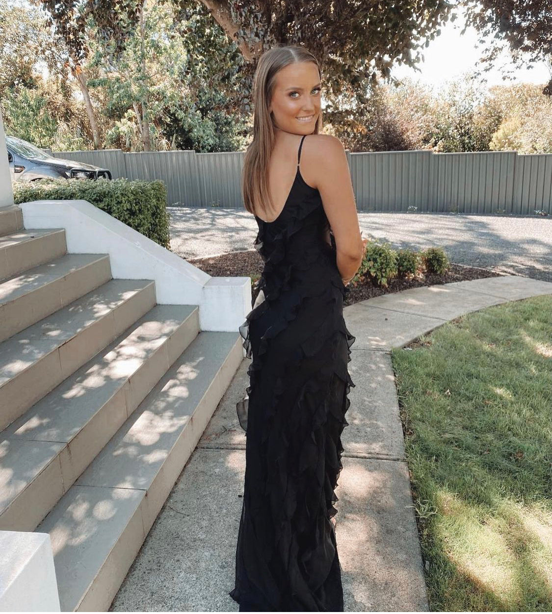 Hire Rat and Boa Selena Black Dress.