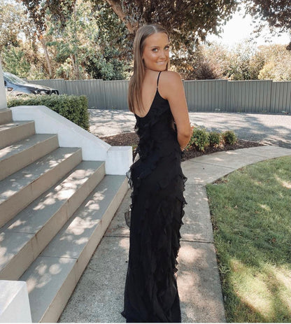 Hire Rat and Boa Selena Black Dress.