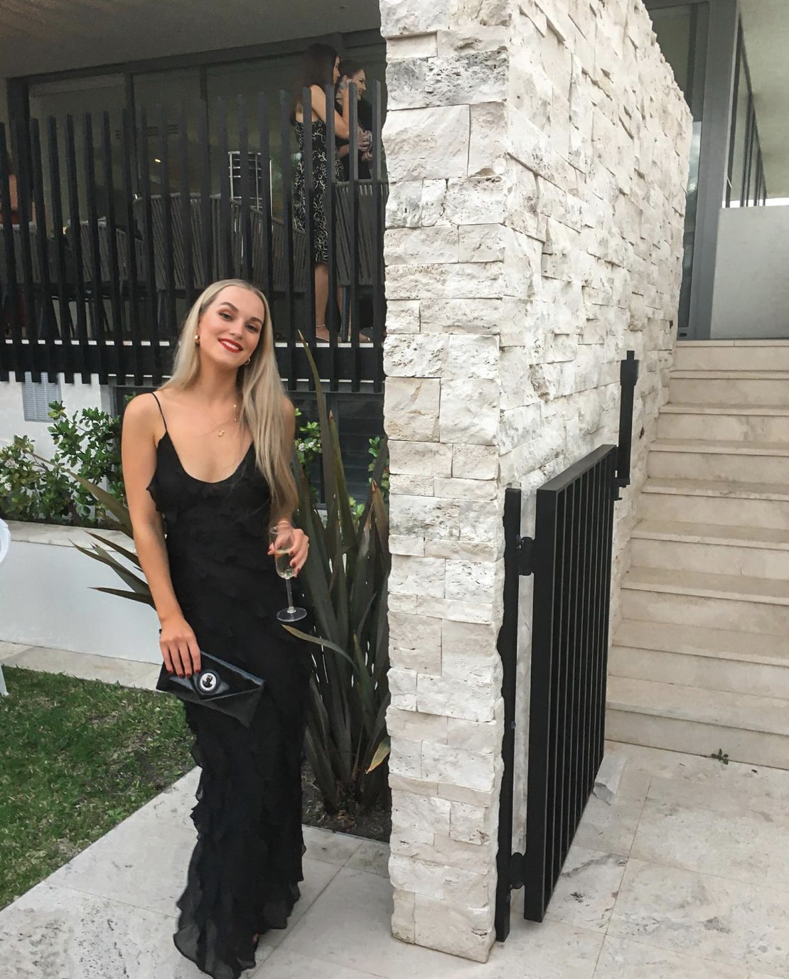 Hire Rat and Boa Selena Black Dress.