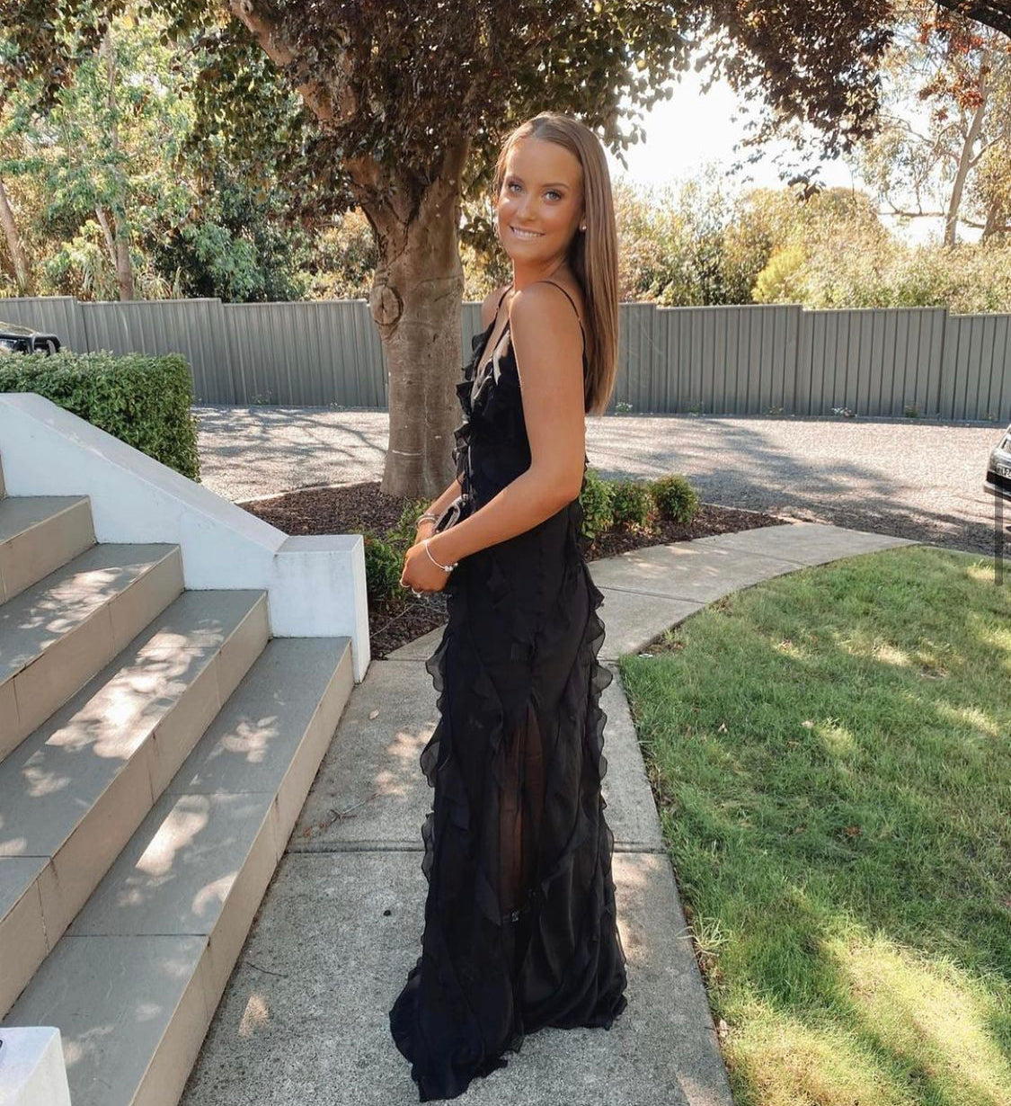 Hire Rat and Boa Selena Black Dress.
