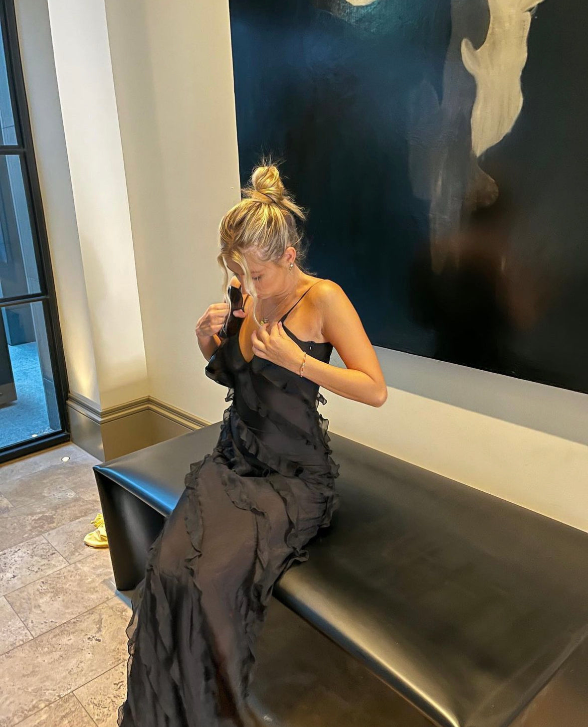 Hire Rat and Boa Selena Black Dress.